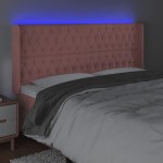 vidaXL Tăblie de pat cu LED, roz, 183x16x118/128 cm, catifea