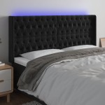 vidaXL Tăblie de pat cu LED, negru, 203x16x118/128 cm, catifea vidaXL Tăblie de pat cu LED, negru, 203x16x118/128 cm, catifea