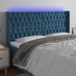 vidaXL Tăblie de pat cu LED, albastru închis, 203x16x118/128cm catifea
