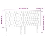 vidaXL Tăblie de pat cu LED, albastru închis, 203x16x118/128cm catifea
