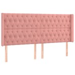 vidaXL Tăblie de pat cu LED, roz, 203x16x118/128 cm, catifea