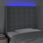 vidaXL Tăblie de pat cu LED, gri deschis, 93x16x118/128 cm, textil vidaXL Tăblie de pat cu LED, gri deschis, 93x16x118/128 cm, textil