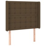 vidaXL Tăblie de pat cu LED, maro închis, 93x16x118/128 cm, textil