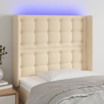 vidaXL Tăblie de pat cu LED, crem, 93x16x118/128 cm, textil vidaXL Tăblie de pat cu LED, crem, 93x16x118/128 cm, textil