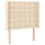 vidaXL Tăblie de pat cu LED, crem, 93x16x118/128 cm, textil vidaXL Tăblie de pat cu LED, crem, 93x16x118/128 cm, textil