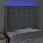 vidaXL Tăblie de pat cu LED, gri deschis, 103x16x118/128 cm, textil