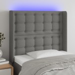vidaXL Tăblie de pat cu LED, gri închis, 103x16x118/128 cm, textil vidaXL Tăblie de pat cu LED, gri închis, 103x16x118/128 cm, textil