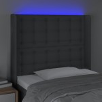vidaXL Tăblie de pat cu LED, gri închis, 103x16x118/128 cm, textil vidaXL Tăblie de pat cu LED, gri închis, 103x16x118/128 cm, textil