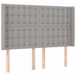 vidaXL Tăblie de pat cu LED, gri deschis, 147x16x118/128 cm, textil