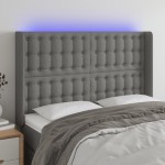 vidaXL Tăblie de pat cu LED, gri închis, 147x16x118/128 cm, textil vidaXL Tăblie de pat cu LED, gri închis, 147x16x118/128 cm, textil