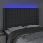 vidaXL Tăblie de pat cu LED, gri închis, 147x16x118/128 cm, textil vidaXL Tăblie de pat cu LED, gri închis, 147x16x118/128 cm, textil