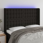 vidaXL Tăblie de pat cu LED, negru, 147x16x118/128 cm, textil vidaXL Tăblie de pat cu LED, negru, 147x16x118/128 cm, textil
