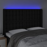 vidaXL Tăblie de pat cu LED, negru, 147x16x118/128 cm, textil vidaXL Tăblie de pat cu LED, negru, 147x16x118/128 cm, textil