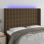 vidaXL Tăblie de pat cu LED, maro închis, 147x16x118/128 cm, textil vidaXL Tăblie de pat cu LED, maro închis, 147x16x118/128 cm, textil