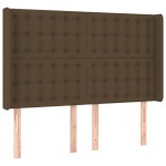 vidaXL Tăblie de pat cu LED, maro închis, 147x16x118/128 cm, textil vidaXL Tăblie de pat cu LED, maro închis, 147x16x118/128 cm, textil