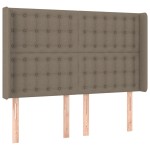 vidaXL Tăblie de pat cu LED, gri taupe, 147x16x118/128 cm, textil vidaXL Tăblie de pat cu LED, gri taupe, 147x16x118/128 cm, textil
