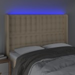 vidaXL Tăblie de pat cu LED, crem, 147x16x118/128 cm, textil vidaXL Tăblie de pat cu LED, crem, 147x16x118/128 cm, textil