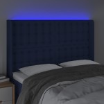 vidaXL Tăblie de pat cu LED, albastru, 147x16x118/128 cm, textil vidaXL Tăblie de pat cu LED, albastru, 147x16x118/128 cm, textil