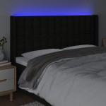 vidaXL Tăblie de pat cu LED, negru, 163x16x118/128 cm, textil vidaXL Tăblie de pat cu LED, negru, 163x16x118/128 cm, textil