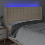 vidaXL Tăblie de pat cu LED, crem, 163x16x118/128 cm, textil vidaXL Tăblie de pat cu LED, crem, 163x16x118/128 cm, textil