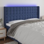 vidaXL Tăblie de pat cu LED, albastru, 163x16x118/128 cm, textil vidaXL Tăblie de pat cu LED, albastru, 163x16x118/128 cm, textil