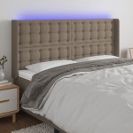 vidaXL Tăblie de pat cu LED, gri taupe, 183x16x118/128 cm, textil vidaXL Tăblie de pat cu LED, gri taupe, 183x16x118/128 cm, textil