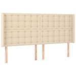 vidaXL Tăblie de pat cu LED, crem, 183x16x118/128 cm, textil