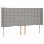 vidaXL Tăblie de pat cu LED, gri deschis, 203x16x118/128 cm, textil vidaXL Tăblie de pat cu LED, gri deschis, 203x16x118/128 cm, textil