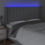 vidaXL Tăblie de pat cu LED, gri deschis, 203x16x118/128 cm, textil vidaXL Tăblie de pat cu LED, gri deschis, 203x16x118/128 cm, textil