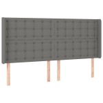 vidaXL Tăblie de pat cu LED, gri închis, 203x16x118/128 cm, textil vidaXL Tăblie de pat cu LED, gri închis, 203x16x118/128 cm, textil