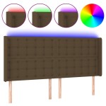 vidaXL Tăblie de pat cu LED, maro închis, 203x16x118/128 cm, textil vidaXL Tăblie de pat cu LED, maro închis, 203x16x118/128 cm, textil