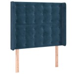 vidaXL Tăblie de pat cu LED, albastru închis, 83x16x118/128cm, catifea