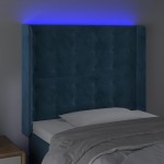 vidaXL Tăblie de pat cu LED, albastru închis, 83x16x118/128cm, catifea