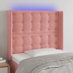 vidaXL Tăblie de pat cu LED, roz, 83x16x118/128 cm, catifea vidaXL Tăblie de pat cu LED, roz, 83x16x118/128 cm, catifea