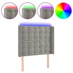 vidaXL Tăblie de pat cu LED, gri deschis, 103x16x118/128 cm, catifea