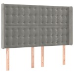 vidaXL Tăblie de pat cu LED, gri deschis, 147x16x118/128 cm, catifea
