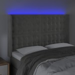 vidaXL Tăblie de pat cu LED, gri deschis, 147x16x118/128 cm, catifea