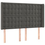 vidaXL Tăblie de pat cu LED, gri închis, 147x16x118/128 cm, catifea vidaXL Tăblie de pat cu LED, gri închis, 147x16x118/128 cm, catifea