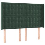 vidaXL Tăblie de pat cu LED, verde închis, 147x16x118/128 cm, catifea