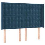 vidaXL Tăblie de pat cu LED, albastru închis, 147x16x118/128cm catifea
