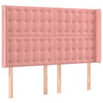 vidaXL Tăblie de pat cu LED, roz, 147x16x118/128 cm, catifea