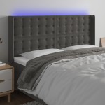 vidaXL Tăblie de pat cu LED, gri închis, 183x16x118/128 cm, catifea vidaXL Tăblie de pat cu LED, gri închis, 183x16x118/128 cm, catifea