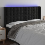 vidaXL Tăblie de pat cu LED, negru, 183x16x118/128 cm, catifea vidaXL Tăblie de pat cu LED, negru, 183x16x118/128 cm, catifea