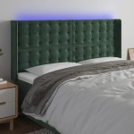 vidaXL Tăblie de pat cu LED, verde închis, 183x16x118/128 cm, catifea vidaXL Tăblie de pat cu LED, verde închis, 183x16x118/128 cm, catifea