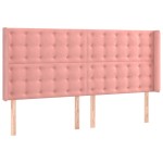 vidaXL Tăblie de pat cu LED, roz, 183x16x118/128 cm, catifea