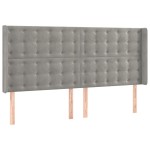 vidaXL Tăblie de pat cu LED, gri deschis, 203x16x118/128 cm, catifea vidaXL Tăblie de pat cu LED, gri deschis, 203x16x118/128 cm, catifea