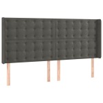 vidaXL Tăblie de pat cu LED, gri închis, 203x16x118/128 cm, catifea vidaXL Tăblie de pat cu LED, gri închis, 203x16x118/128 cm, catifea