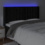 vidaXL Tăblie de pat cu LED, negru, 203x16x118/128 cm, catifea vidaXL Tăblie de pat cu LED, negru, 203x16x118/128 cm, catifea