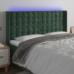 vidaXL Tăblie de pat cu LED, verde închis, 203x16x118/128 cm, catifea vidaXL Tăblie de pat cu LED, verde închis, 203x16x118/128 cm, catifea