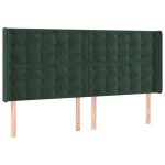 vidaXL Tăblie de pat cu LED, verde închis, 203x16x118/128 cm, catifea vidaXL Tăblie de pat cu LED, verde închis, 203x16x118/128 cm, catifea